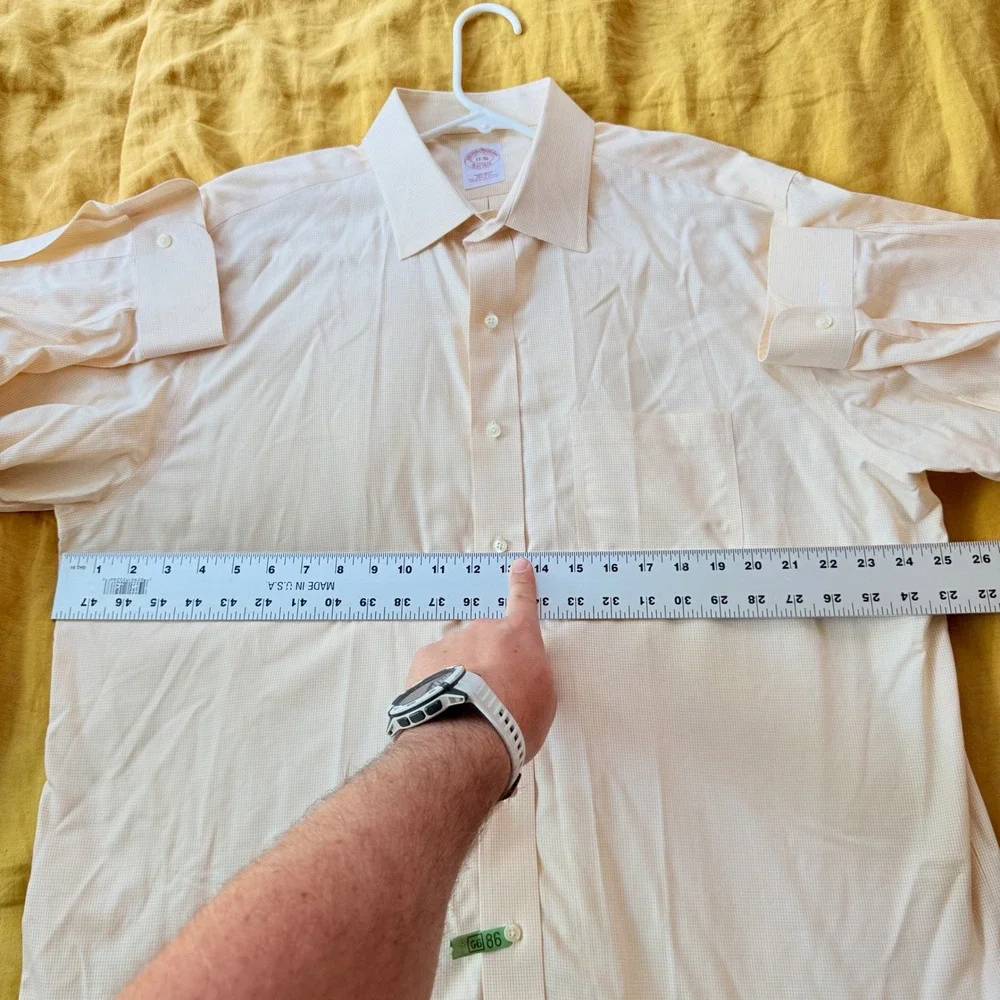 Brooks Brothers Mens 17-36 Regular Fit Non-Iron Supima Cotton Dress Shirt Yellow